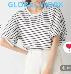 快適袖ねじりプルオーバー半袖 　ボーダーGLOBAL WORKのサムネイル