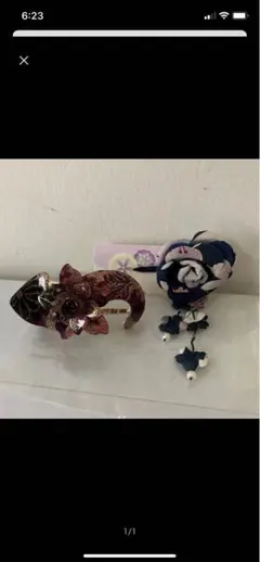 花柄髪飾り 赤青