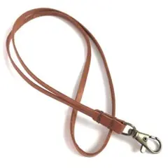 【レザー製】ネックストラップ　ライトブラウン（オレンジ）ナスカンシルバー※