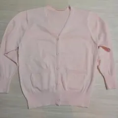 ピンク カーディガン 制服 Vネック ポケット付き