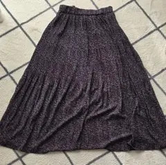 総柄 ダークカラー プリーツスカート L