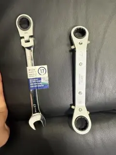 首振りラチェットレンチ 17mm 、六角スパナとラチェット17mm,19mm