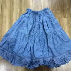 デニムブルー フリル付きスカート M