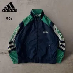 希少90s企業系アディダスadidasナイロンジャケット刺繍ロゴレトロY2K古着