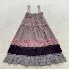 アクシーズファム【M】桃色 キャミソールワンピース レース切替 透け感 おしゃれ