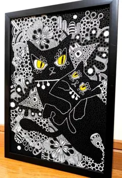 A4額付き アート オリジナルアート ポスカ 絵画 原画 アクリル画 