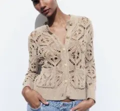 ZARA ニット　クロシェ　カーディガン