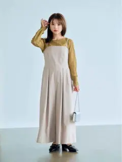 【値下げ】COHINA ベアタックワイドサロペット グレージュ regular