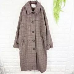 エヘカソポ【F】ロング丈チェスターコート チェック柄 デート フェミニンのサムネイル