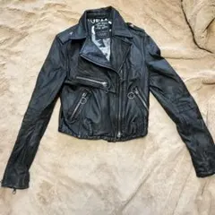 MURUA ムルーア ブラック ラムレザー ダブルライダースジャケット羊革