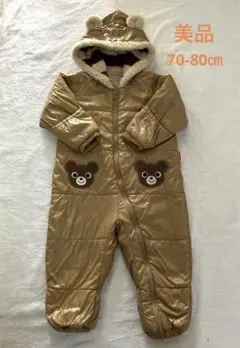 【美品】ミキハウス⭐︎ジャンプスーツ70-80⭐︎防寒 カバーオール くま