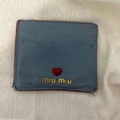 miu miu カードケース ブルー ハート