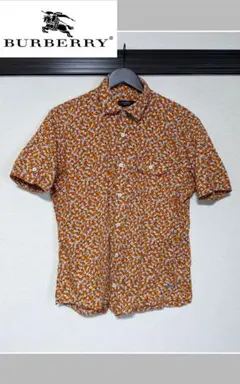 【Burberry】ボタンダウンシャツ/花柄/半袖/刺繍/ロゴ/美品