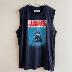 abercrombie kids JAWSプリントクルーネックタンクトップ 黒綿