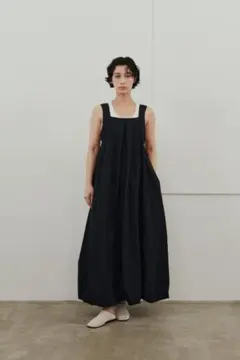 美品◆MUJI Labo ラミー ノースリーブタックワンピース S 黒 無印良品 美品◇MUJI Labo ラミー ノースリーブタックワンピース S 黒 無印良品