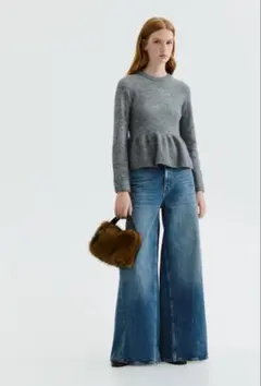 【完売品】H&M ニットペプラムトップス グレー　PEPLUM JUMPER