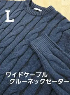 【美品】GU ワイドケーブルクルーネックセーター