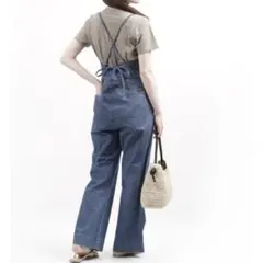 美品！リー★Lee デニムサロペット VカットサロペットS