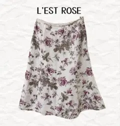 美品　LESTROSE レストローズ　薔薇柄　膝丈タイトスカート 花柄　ピンク系