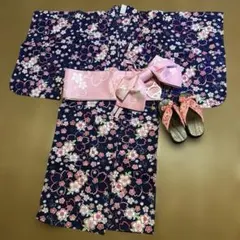 子供用浴衣と帯、下駄の3点セット