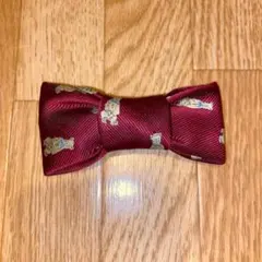 リボンバレッタ　蝶ネクタイ形　くま柄