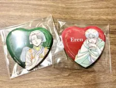 進撃の巨人 WIT STUDIO 激動 ハート型缶バッジ リヴァイ、エレン