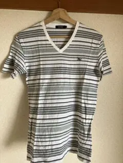 BURBERRY BLACK LABEL ストライプ Vネック Tシャツ