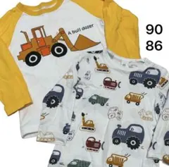 H&M はたらくくるま 長袖Tシャツ 2枚セット 綿100% 乗り物柄 男の子