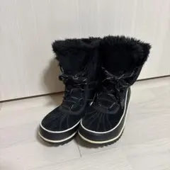 美品　SOREL ファー付きブラック　ティボリ　スノーブーツ