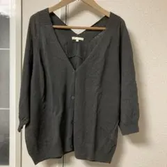 スタディオクリップ 2ウェイVネック カーディガン M ダークグレー