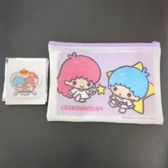 【未使用】リトルツインスターズ　トレーディングキャラ推しバッジ ファスナーポーチ