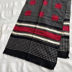 イヴサンローラン　ストール　YSL 昭和 レトロ　ドット　スカーフ　赤　黒　白