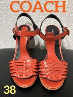 COACHレザーサンダル オープントゥ ストラップサンダル 38 24cmのサムネイル