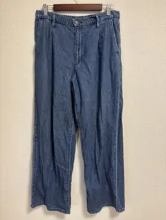 ユニクロ　ドレープデニムタックパンツブルー レディース　XL