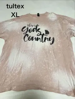 US古着　Tultex ブリーチ加工 Tシャツ XL大きめアメカジ　くすみピンク