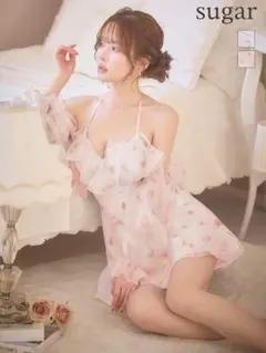 エンジェルアール 花柄 キャバドレス 長袖 ピンク AR26801