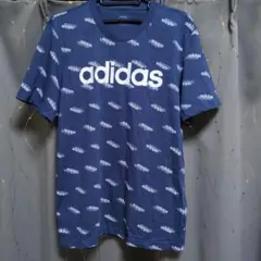adidas ネイビー ロゴプリント Tシャツ