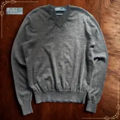 00s ポロラルフローレン メリノウール ニット Vネック チャコールグレー