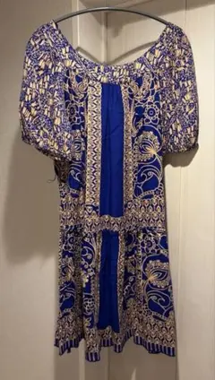 ANNA SUI 2 ペイズリー柄 半袖 チュニック ブルー系のサムネイル