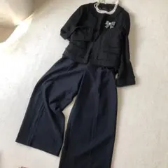 セレモニーガウチョパンツ、スーツ、黒×ネイビーサイズ、LL￼
