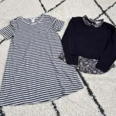 女の子　薄手セーター　半袖ワンピース　２枚おまとめセット120〜130cm
