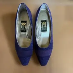 紫色 スエード パンプス 中ヒール
