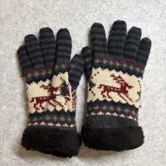 鹿柄ニット手袋 フルフィンガー