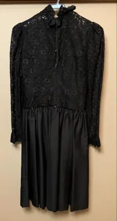【美品】ワンピースドレス 黒 レース スパンコール使用