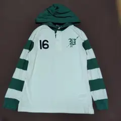 【新品】150★ラルフローレン★ボーダー袖！パーカー付きプリントＴシャツ★