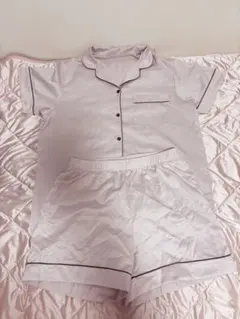【GU】サテンパジャマ 半袖＆ショートパンツ L ピンク
