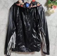 adidas originals 花柄 黒 パーカー ウィンドブレーカー M