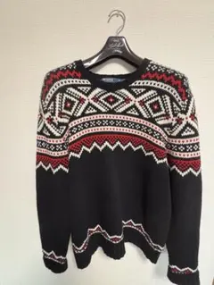 ノルディック柄 黒 ニットセーター