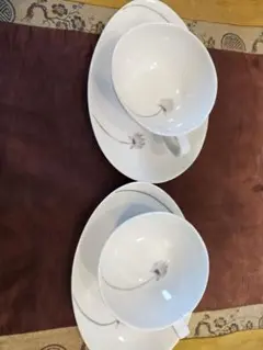 セール私の部屋　花柄陶器カップ・ソーサー2個セット　美品