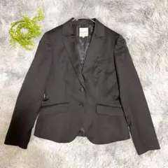 組曲 サイズ2 シルク混 テーラードジャケット ストライプ 黒 卒業式 入学式
